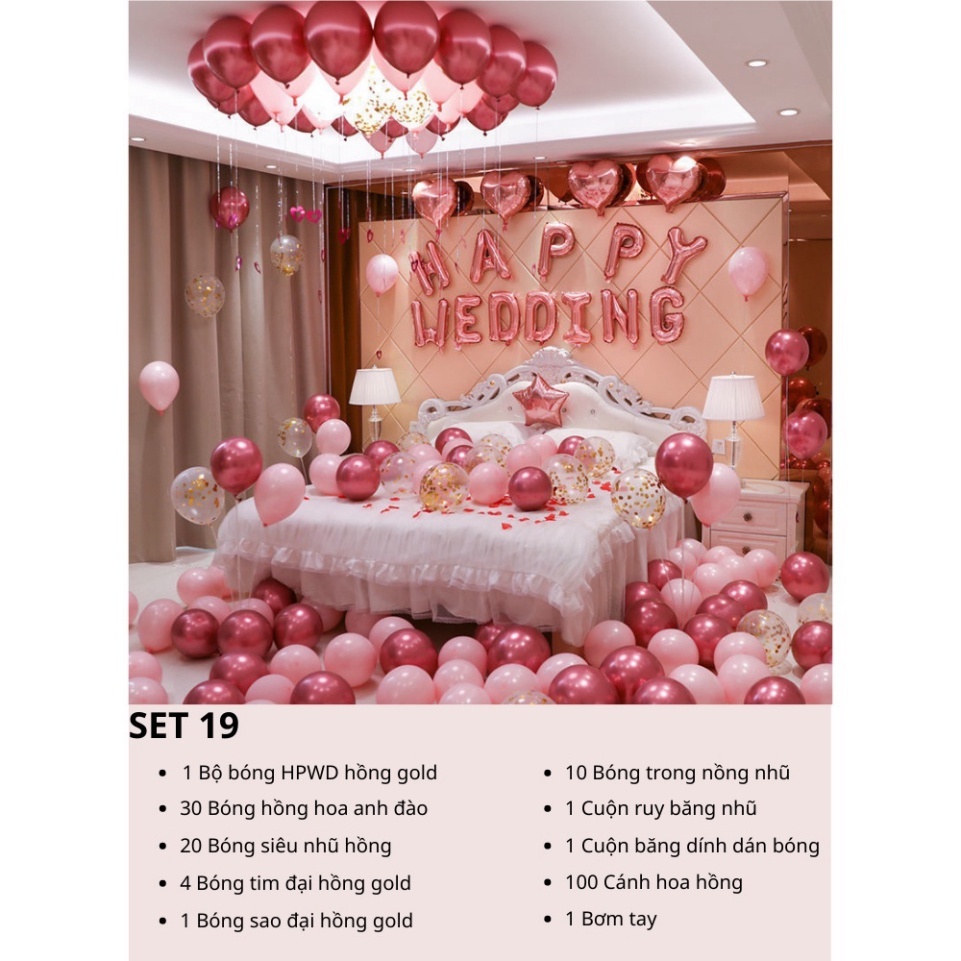 Set Bóng Trang Trí Phòng Cưới, Bóng Bay Trang Trí Phòng Cưới