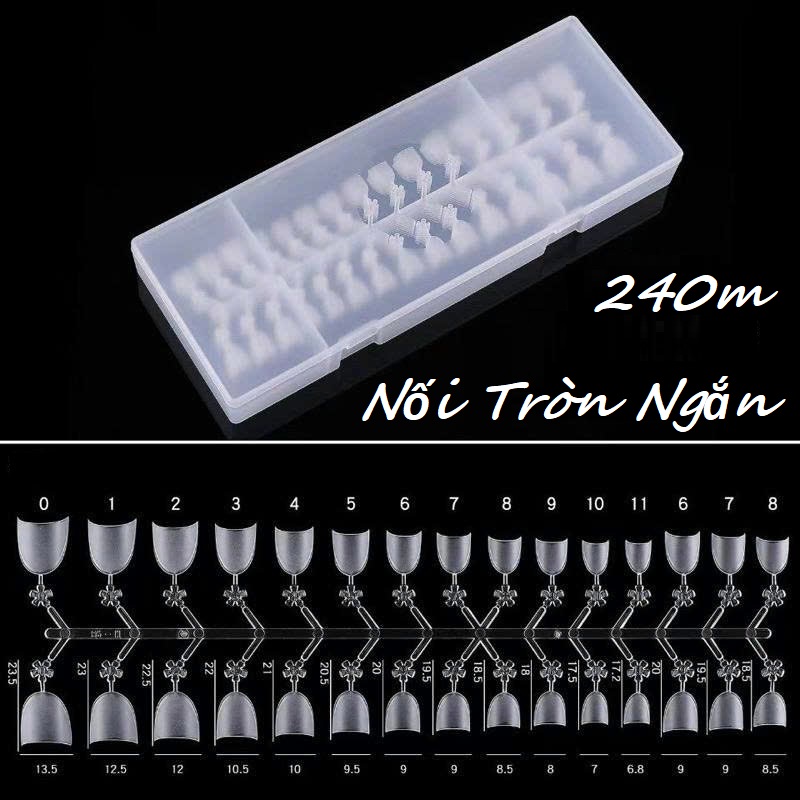 Móng tip nối fom tròn ngắn thang ngắn hộp 240 móng - sinailmi