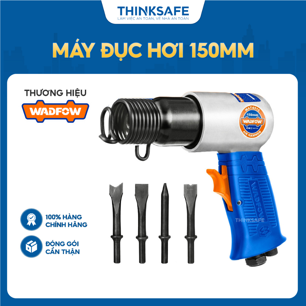 Máy đục hơi Wadfow WAT4515 búa khí nén 150mm loại tròn áp suất khi 90psi khí thải phía trước không kèm đầu nối nhanh