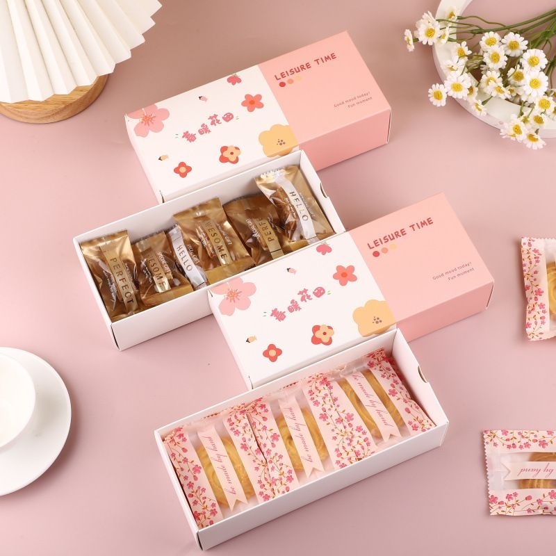 Hộp đựng bánh cookie quả cam,hoa đào