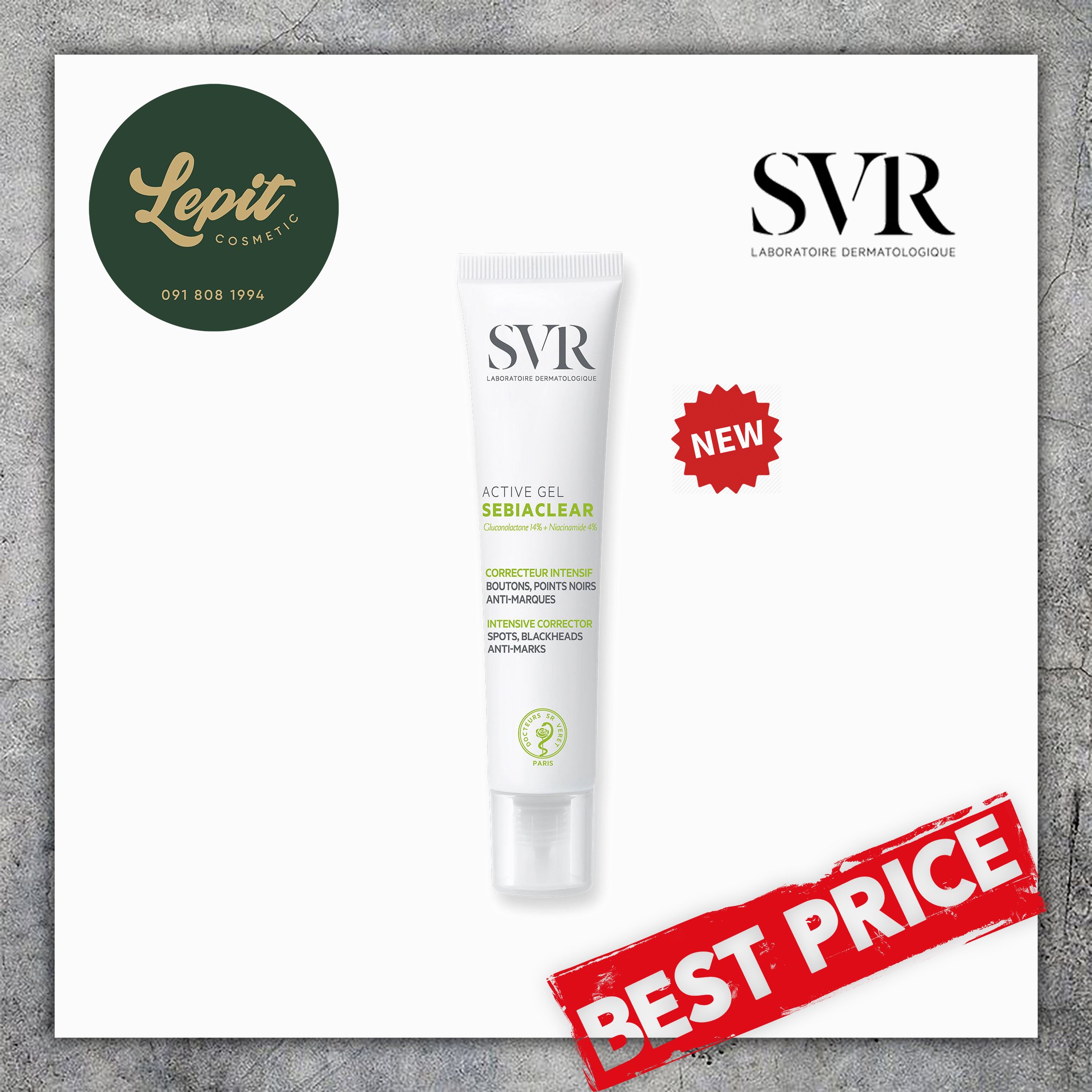 Kem dưỡng svr sebiaclear active gel 40ml cho da dầu mụn - lepit cosmetic