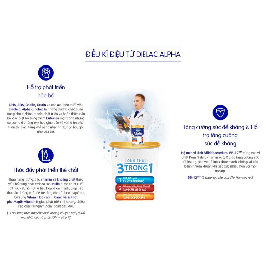 Sữa bột Dielac Alpha 3 - lon 900g (cho trẻ từ 1 - 2 tuổi)