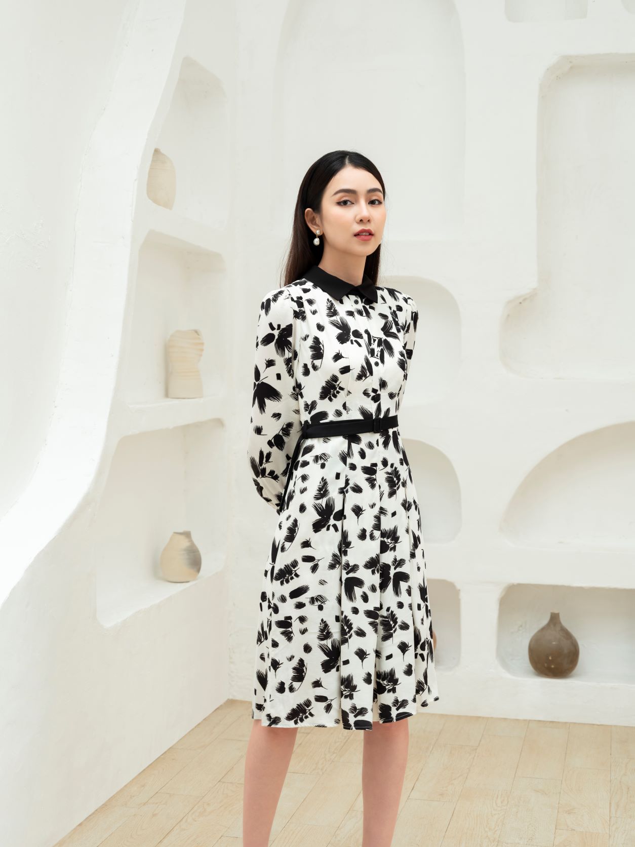 De Leah - Đầm A Xếp Li Cổ Đức - Thời Trang Thiết Kế
