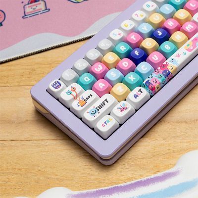 Key Cap Piwidesign Little Monster PBT Sublimation Key Cap Transparent Moa Personality Theme Mahjong Tone HiFi Key Cap for Keyboards Key Cap