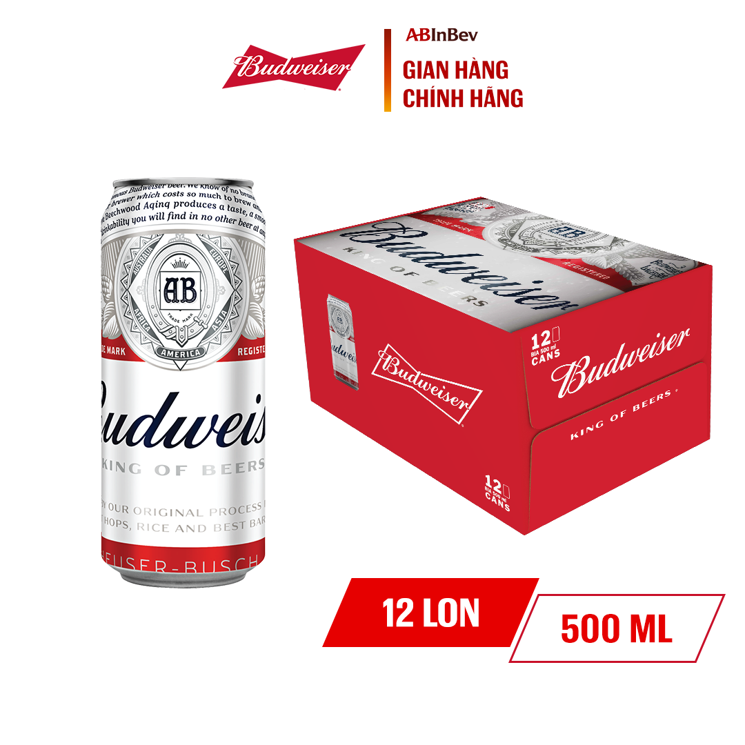 [25.11 - 29.11 VC ĐẾN 30K+FS] Thùng 12 Lon Bia Budweiser (500ml/lon)