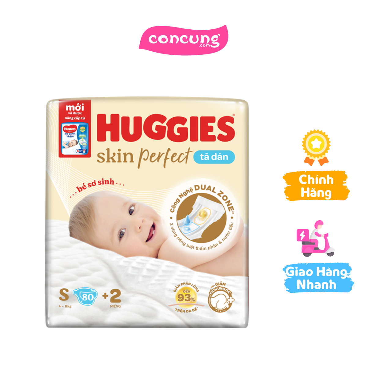 Tã dán sơ sinh Huggies Skin Perfect