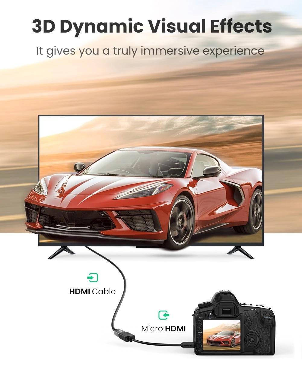 Cáp chuyển đổi micro HDMI to HDMI Ugreen 20134 âm dài 20cm