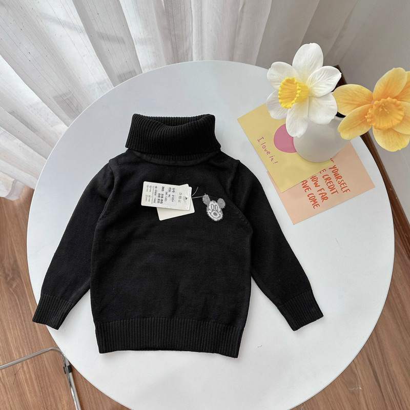 ÁO LEN CỔ LỌ THÊU MICKEY CHO BÉ