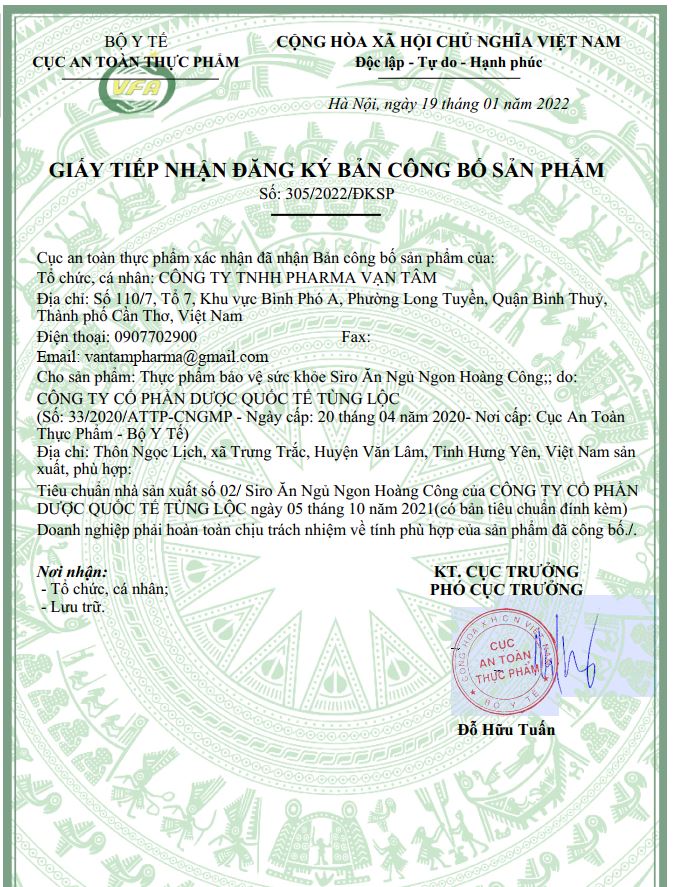 Siro Ăn Ngủ Ngon Hoàng Công