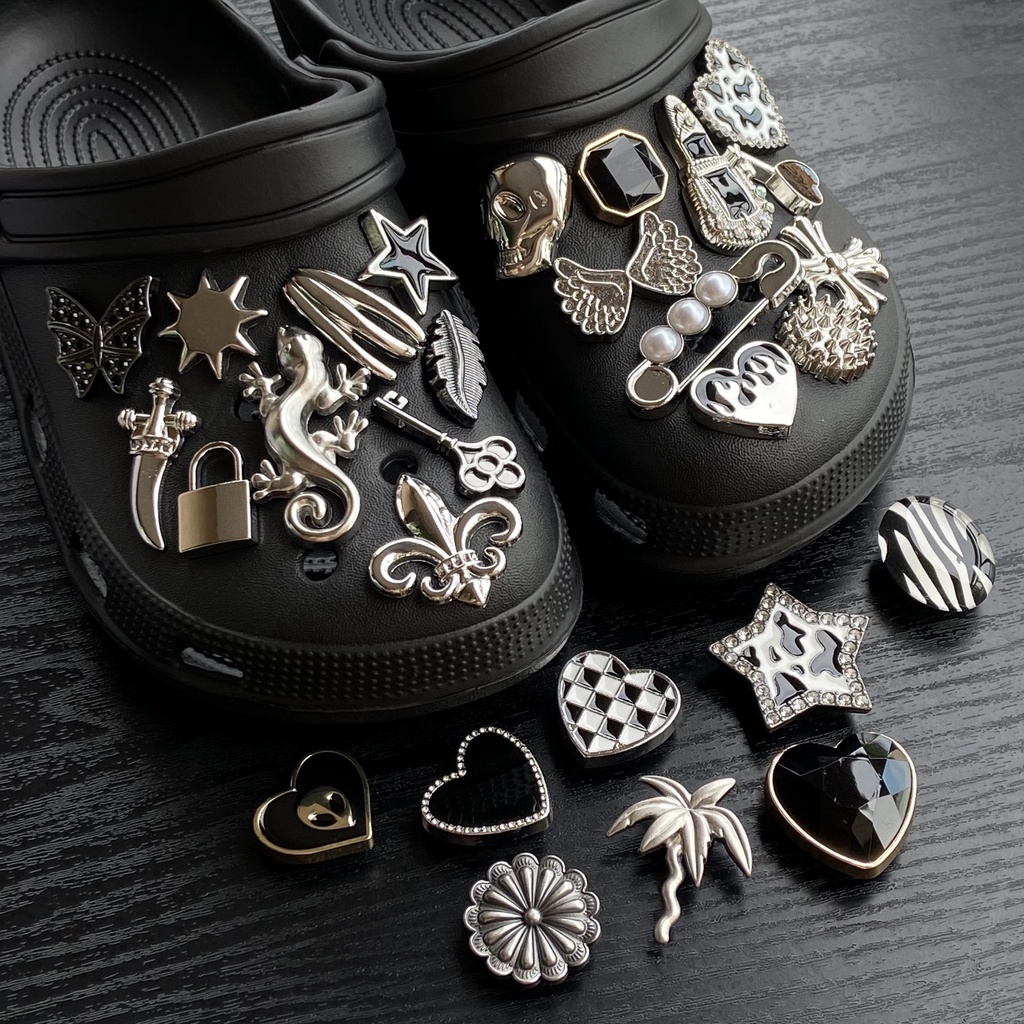 Metal Punk Charms and Chains Goth Shoe Charms Metal Spike Shoe 