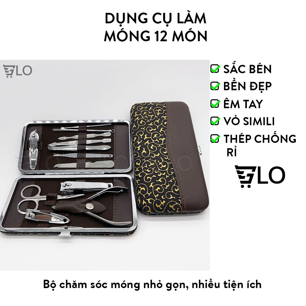 Bộ dụng cụ nail làm móng tay 12 món lớn xịn