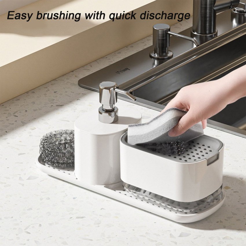 Soap Dispenser Bottle Automatic Liquid Soap Dispenser Kitchen Bath Accessories Sponge Brush Storage Box Manual Soap Dispenser