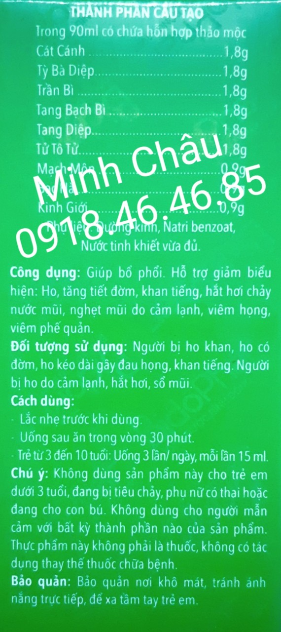 Thiên môn bổ phổi 90ml dành cho trẻ em