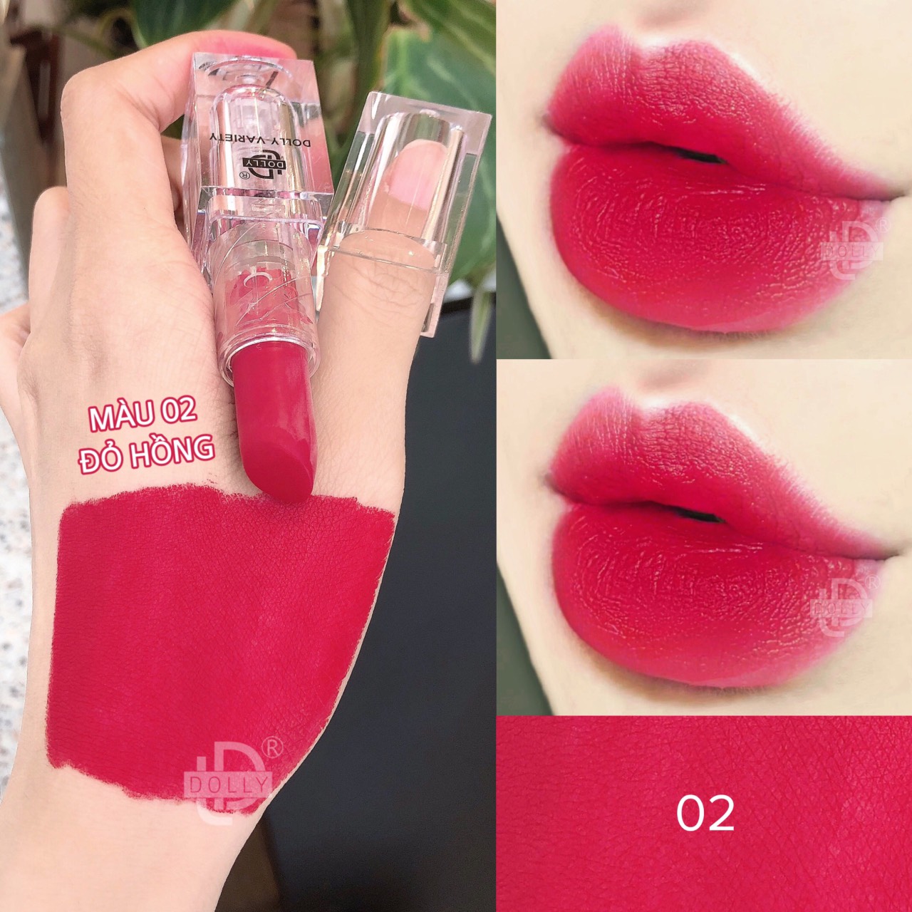 Son thỏi lì siêu mịn môi DOLLY VARIETY [Màu Đỏ hồng khô]