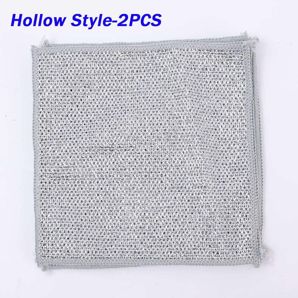 2Pcs Steel Wire Cloth Dishwashing Cloth Mesh Non-Oil Dishwashing Cloth Kitchen Stove Dish Washing Pot Cleaning Cloth Rags