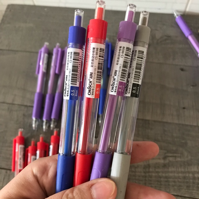 Bộ 10 bút gel Chosch mực tím , xanh, đen, đỏ