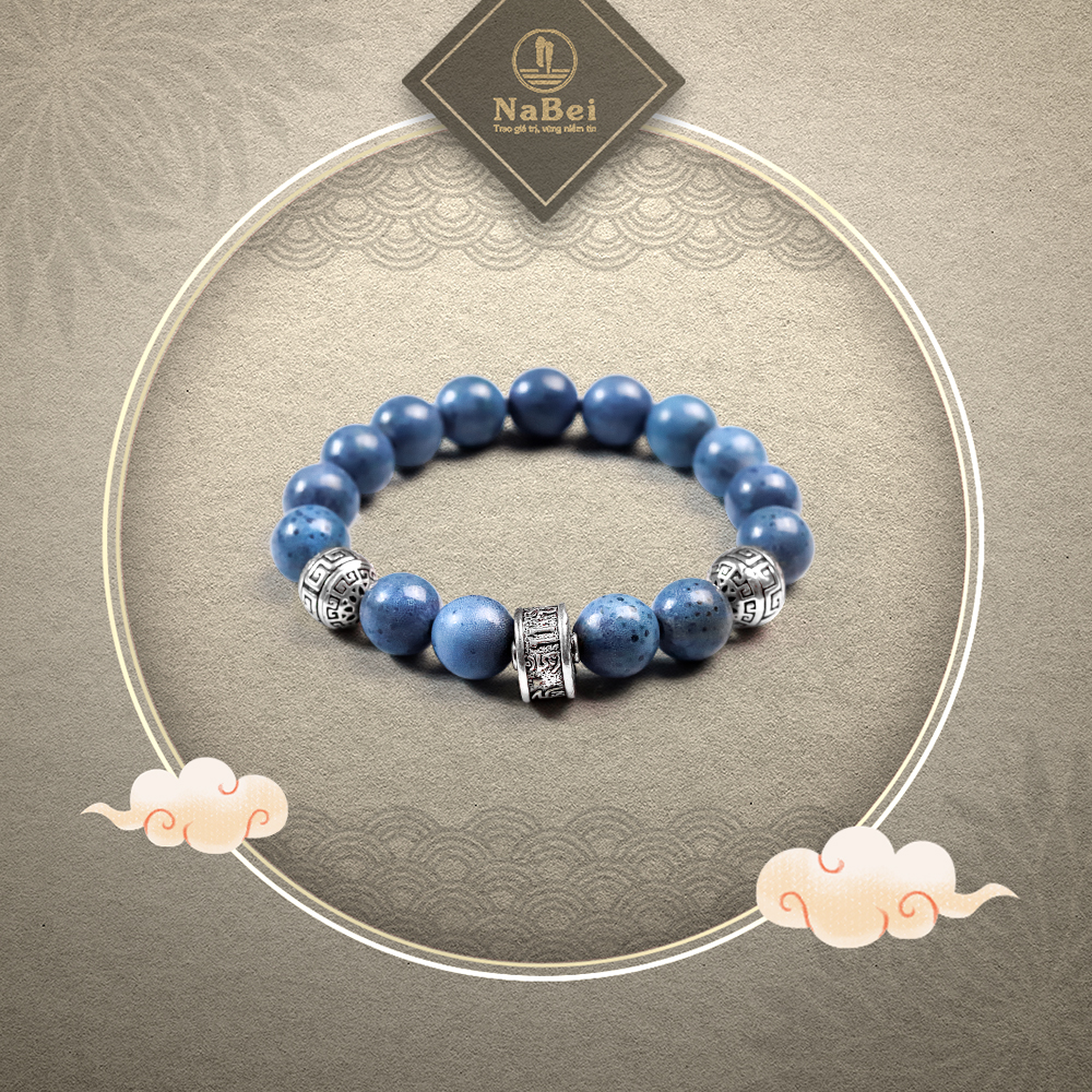 [KÈM QUÀ TẶNG] Vòng Tay San Hô Tự Nhiên Mix Bạc Thái Phù Hợp Cho Mệnh Khuyết Kim Thủy NB06 - Phong Thuỷ NaBei Store