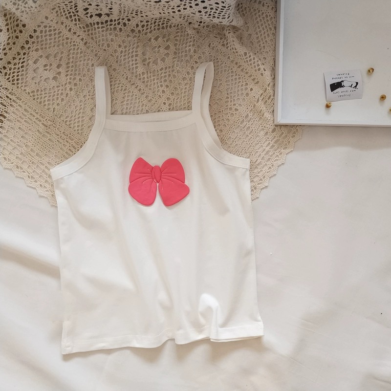 IQANGEL girls clothes Cute bow girls camisole Summer thin sleeveless tops for girls aged 2-8 years old Soft and comfortable