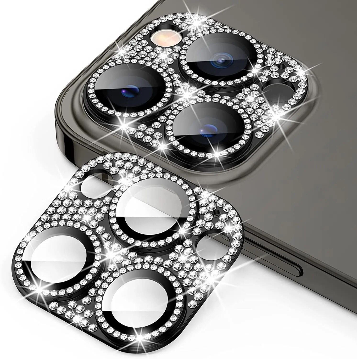 Obcreator diamond metal camera lens protector glass for iphone 11 pro max 14 plus 13 12 mini 11 plus full cover camera lens protector case