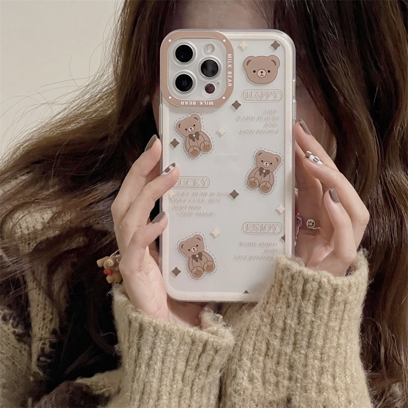 Ốp Lưng Silicon Chống Sốc Viền Nổi Milk Bear