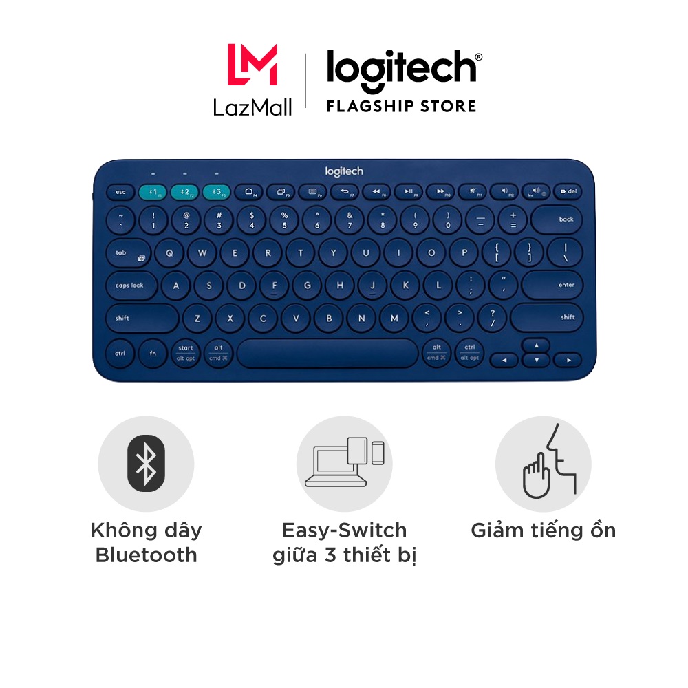 Bàn phím không dây Bluetooth Logitech K380 - Kết nối 3 thiết bị, giảm ồn, gọn nhẹ dễ mang đi, phù hợp Mac/ Laptop/ Điện thoại