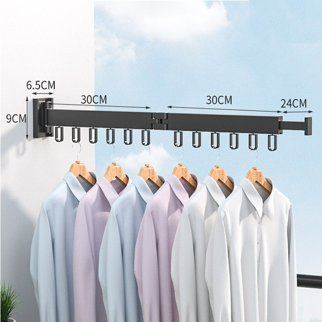 Retractable Clothes Towel Drying Rack Balcony Indoor Folding Wall