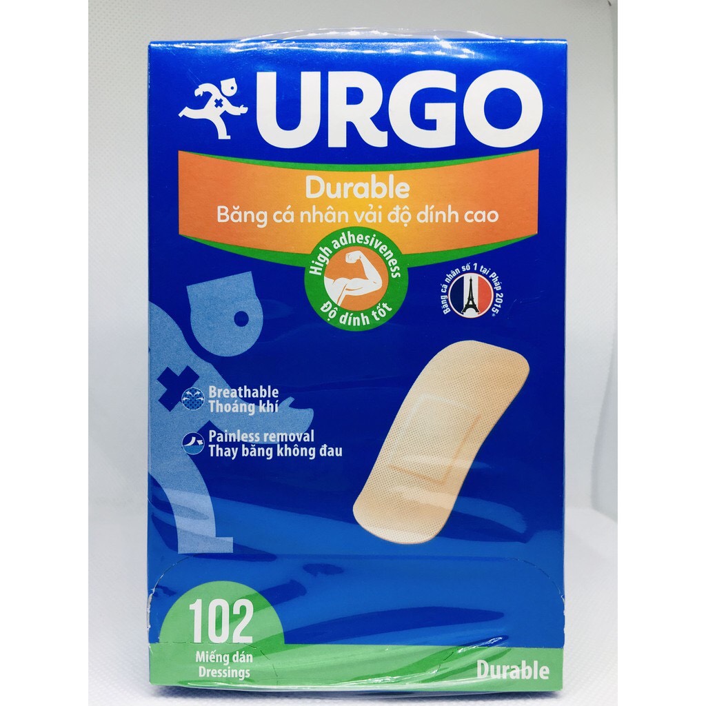 BĂNG CÁ NHÂN URGO DURABLE VẢI ĐỤC HỘP 102 MIẾNG