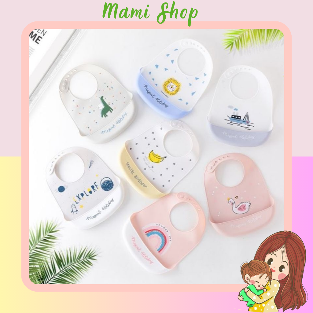 Yếm máng ăn dặm silicon cho bé