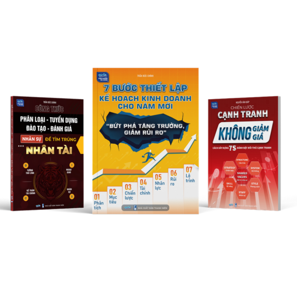 Combo 4 Sách: 7 Bước lập kế hoạch kinh doanh, Chiến lược cạnh tranh ko giảm giá, Tuyển dụng nhân tài, Xây phòng MKT