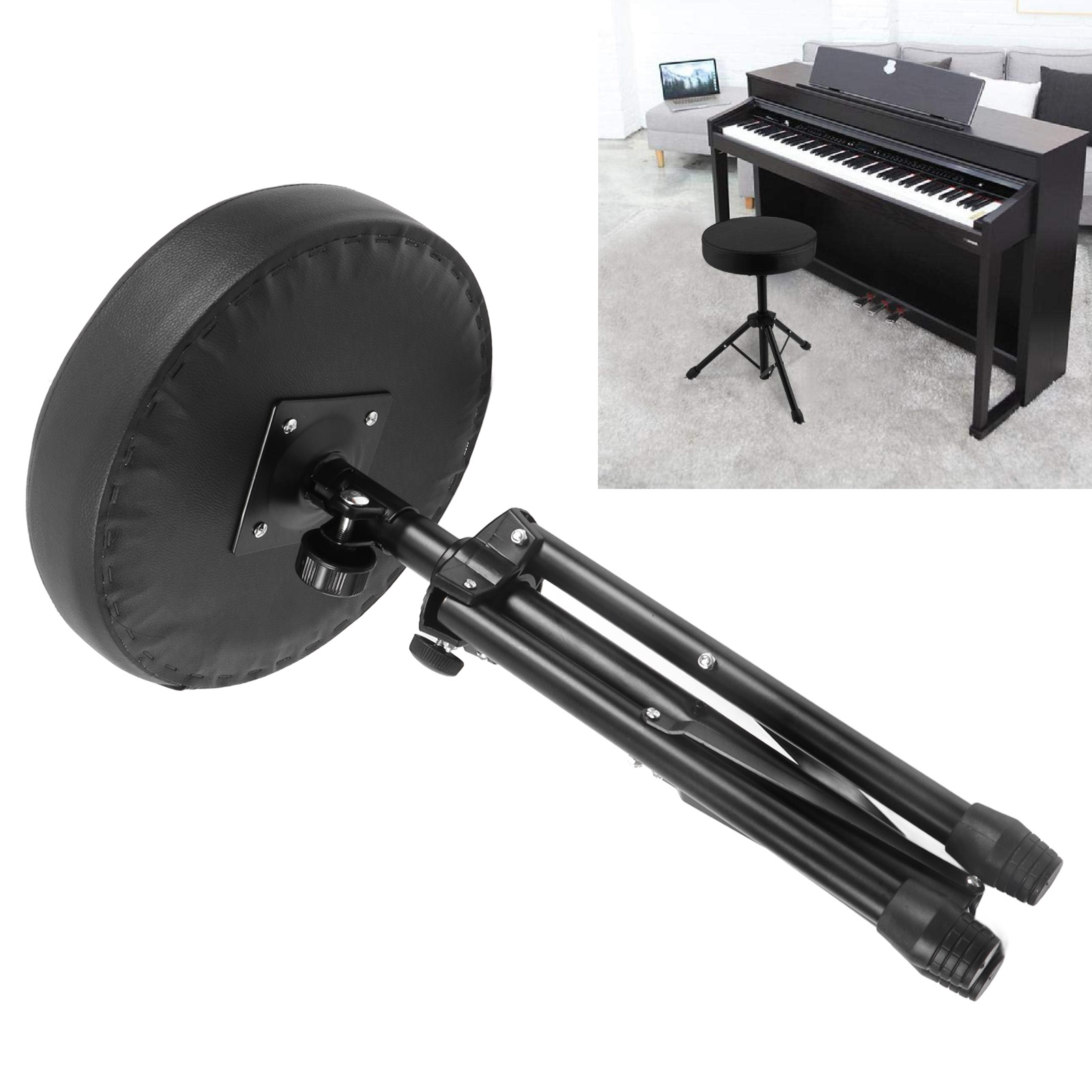 Rotatable Drumming Stool Non Slip Non Deform Durable Good Support Drum Throne Padded Collapsible with Stand for Percussion
