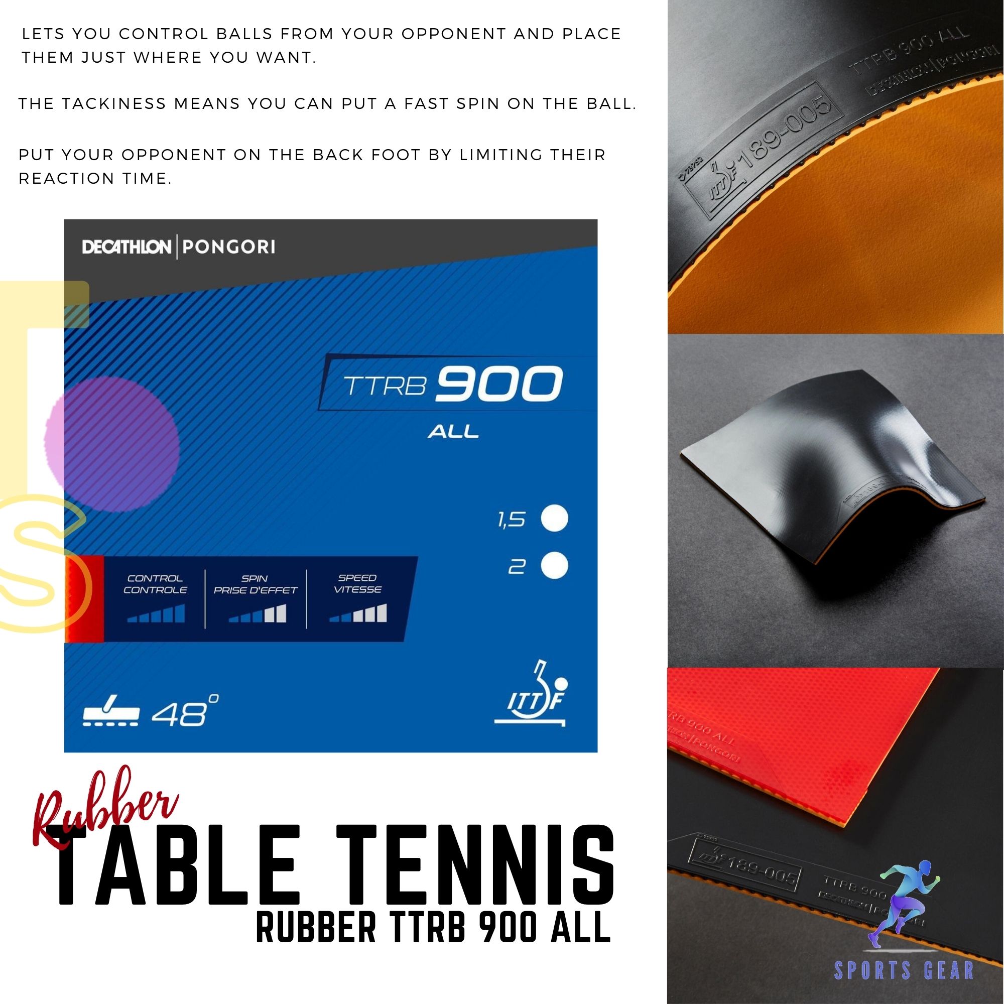 PONGORI ยางไม้ปิงปองรุ่น TTRB 900 All ( Table Tennis Rubber TTRB 900