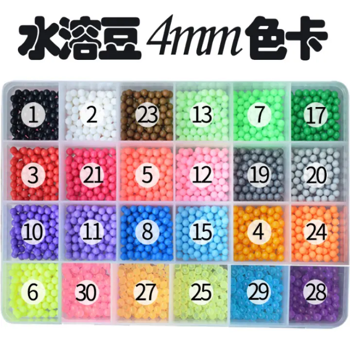 11000Pcs 28 color 4mm Fuse Beads Refill Compatible Beados Magic Water Sticky Beads Art - e