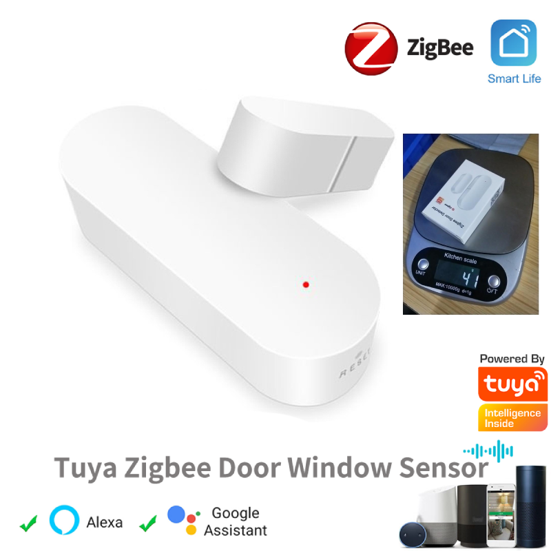 E Life Smart Store Tuya Smart Zigbee Door Window Sensor Smart Door Open/Closed Detectors Security Alarm System Smart Life App Remote Control for Smart Home A Burglar Alarm Automation Remote Control Works For Alexa Google Home