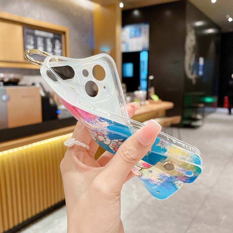 Phim hoạt hình Bling Vòng đeo cổ tay Gấu bạo lực Vỏ điện thoại cho Iphone14Promax 14Plus 13 13promax 12 Pro Max 11 7 8Plus XR XS MAX Vòng đeo tay Phụ kiện Bao mềm Coque