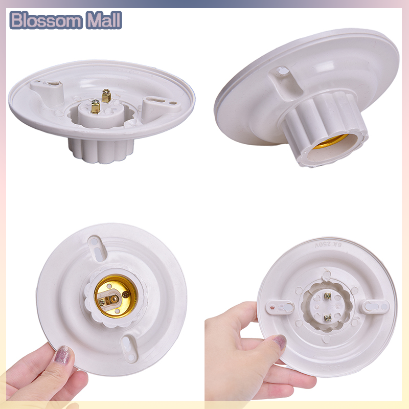[Blossom] E27 LED Light Bulb Holder Round Socket E27 Base Hanging Lamp Socket Screw Base