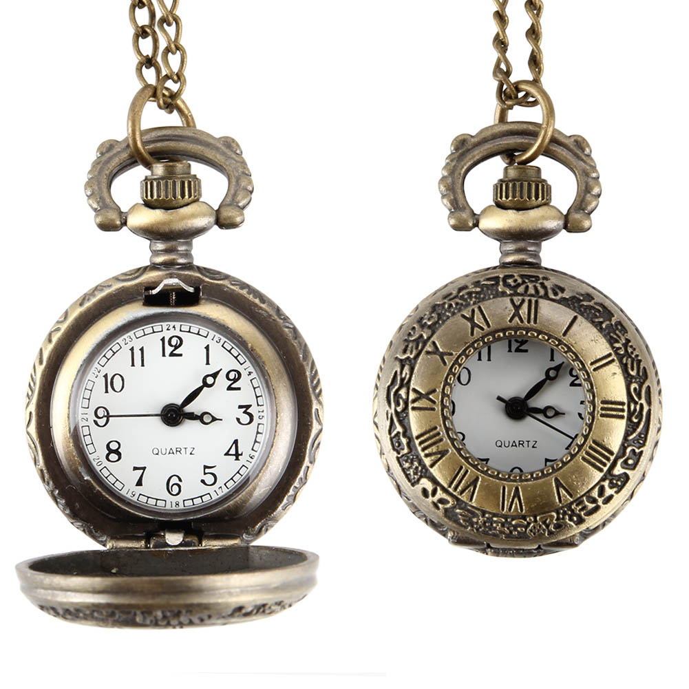 Good selling】Fashion Vintage Pocket Watch Alloy Roman Number Dual