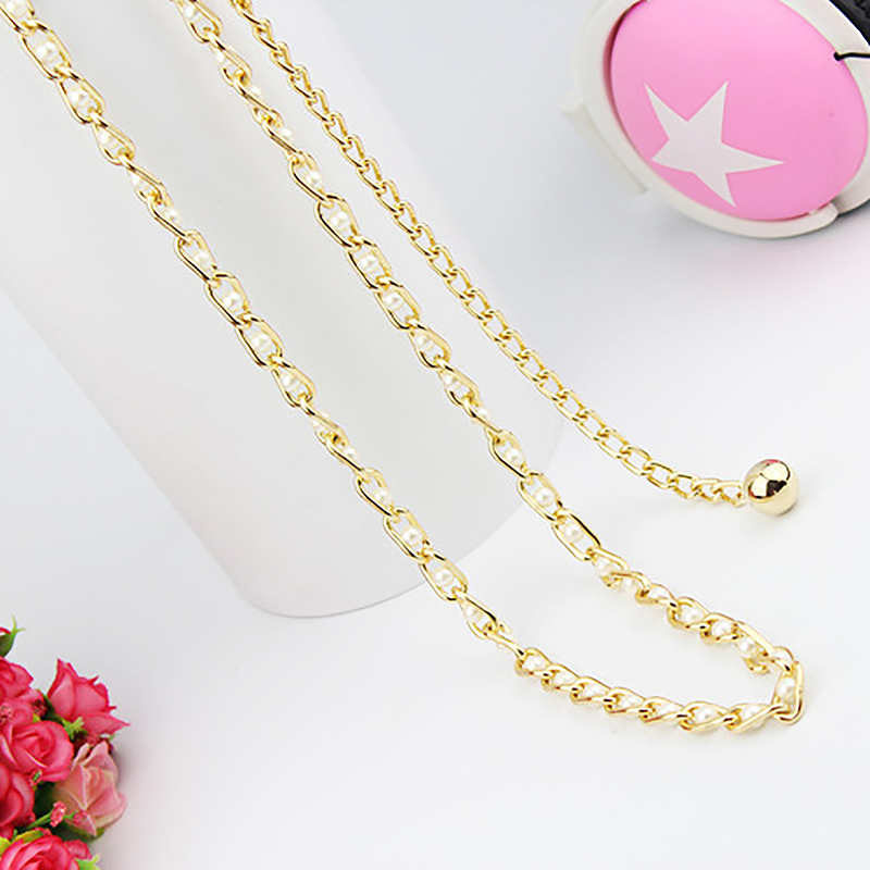 Women's Dress Accessories Waist Chain Metal Chain Solid Pearl Versatile Apparel QUANYIN. 