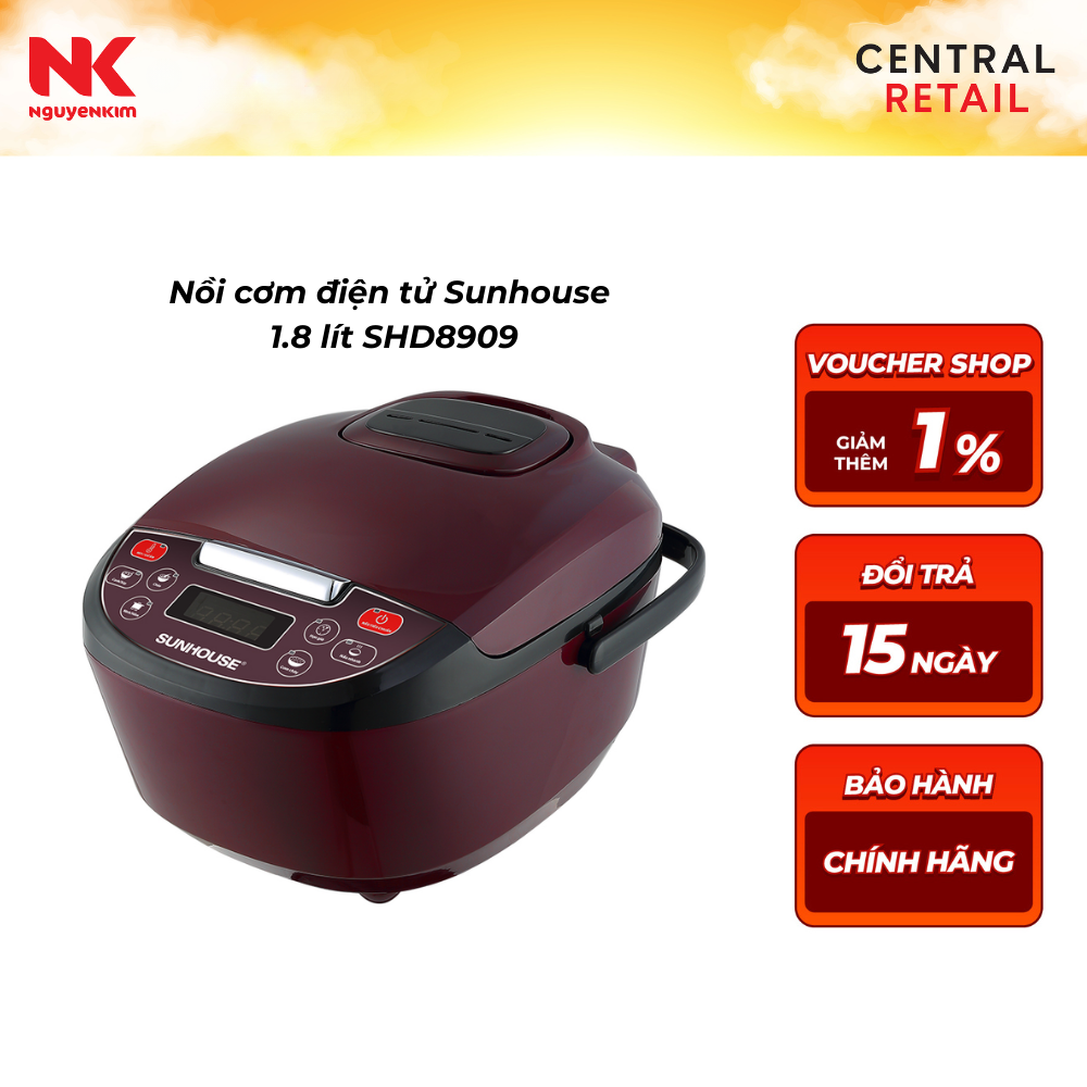 Nồi cơm điện tử Sunhouse 1.8 lít SHD8909