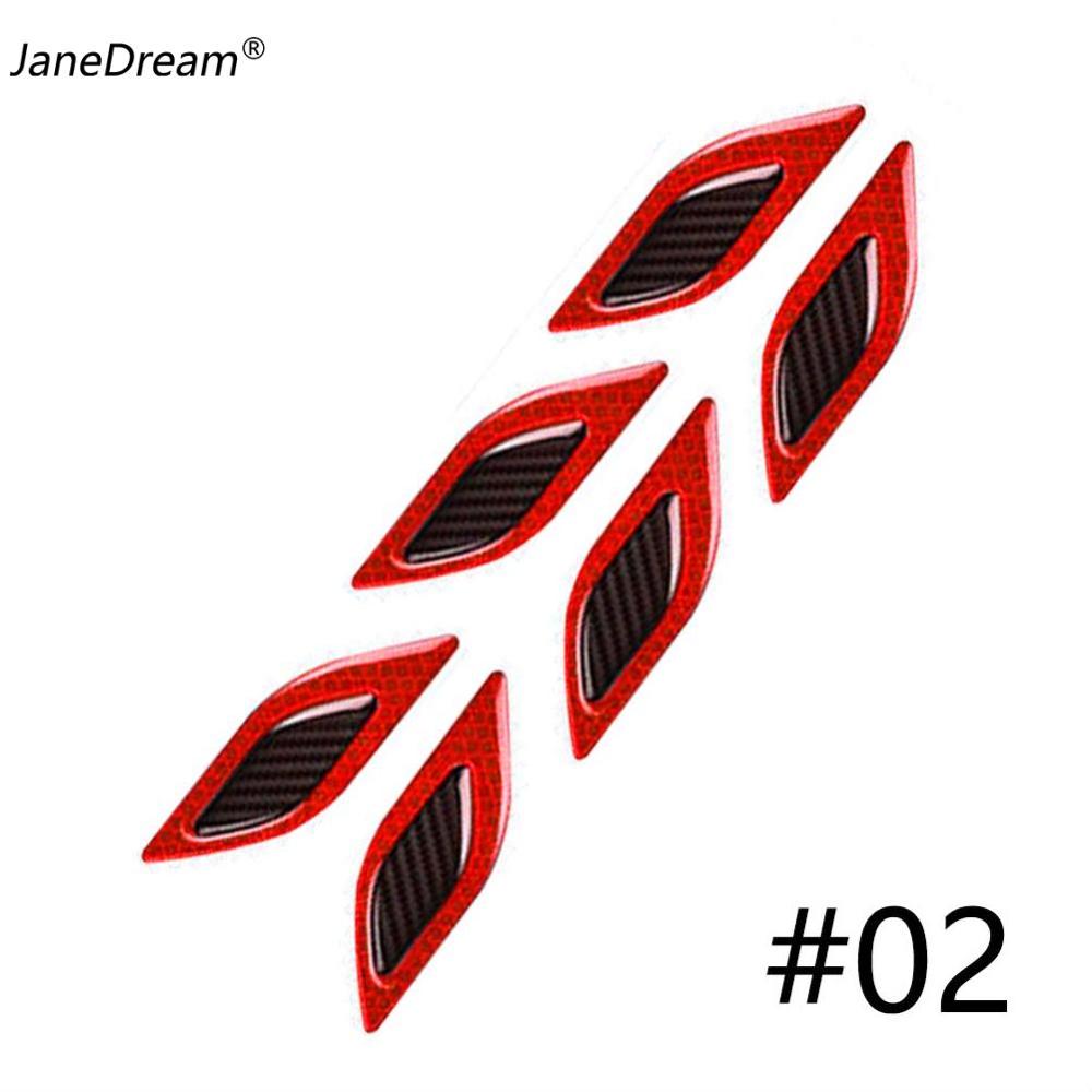 JaneDream 6Pcs/Set Car Door Reflective Stickers Truck Auto Motor Reflective Strips Anti-Scratch Safety Warning Carbon Fiber BYD ATTO 3