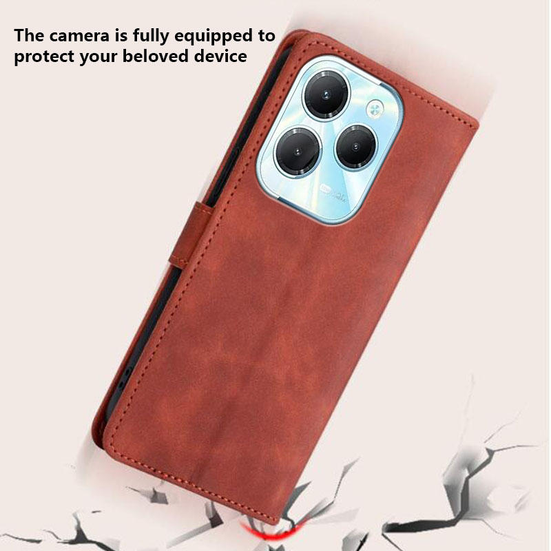 Tokifu For Infinix Hot 40 New Business Minimalist Flip Style Leather Anti Fall Protective Back Cover.