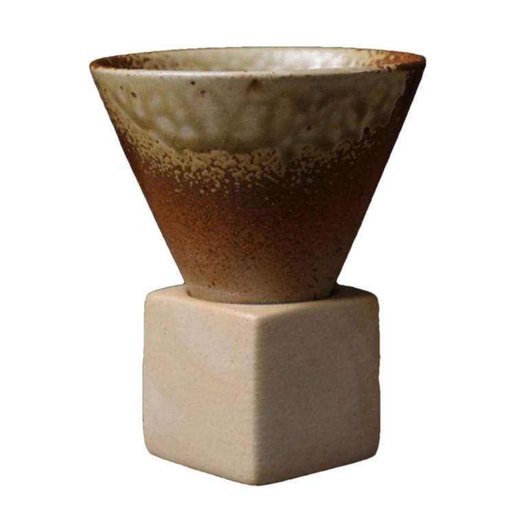 Coarse Ceramic Coffee Cup Ceramic Coffee Mug with Base Ceramic Mug with Base Creative Coffee Cup Funnel Coffee Tea Cup 200Ml/7 Oz Ceramic Cup Cone Shape Porcelain Mug Coarse fitting