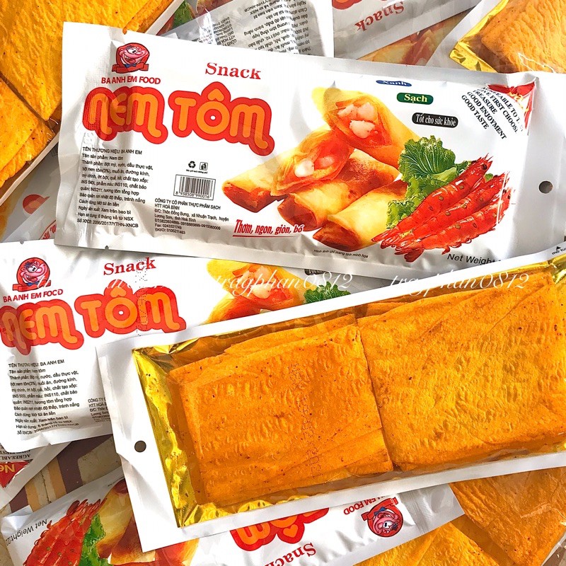 Combo 10 Gói Snack Nem Tôm Đồ Ăn Vặt Siêu Ngon