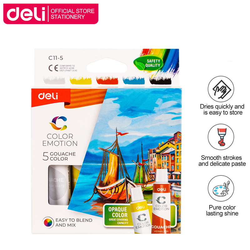 Deli 5/12/24 Colors Solid Watercolor Paint 12ml Gouache Pigment EC1124