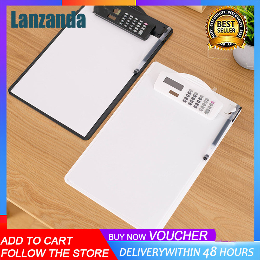 A4 multi-function Folder Board with Solar Powered Calculator Pen Clip for Office Home School Restaurant