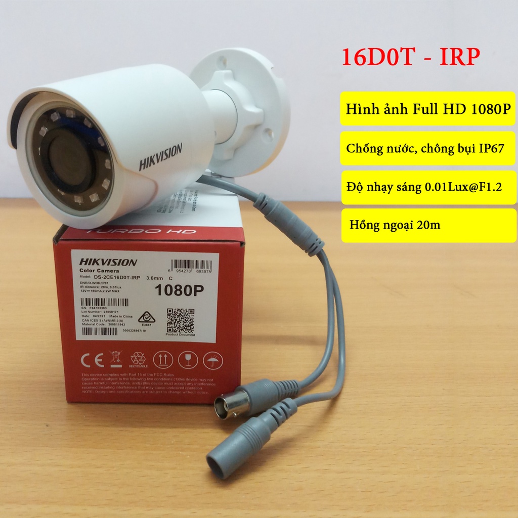 Trọn Bộ Camera 4 Mắt Hikvision 2.0MP Full HD - Bộ 4 Camera Hikvision