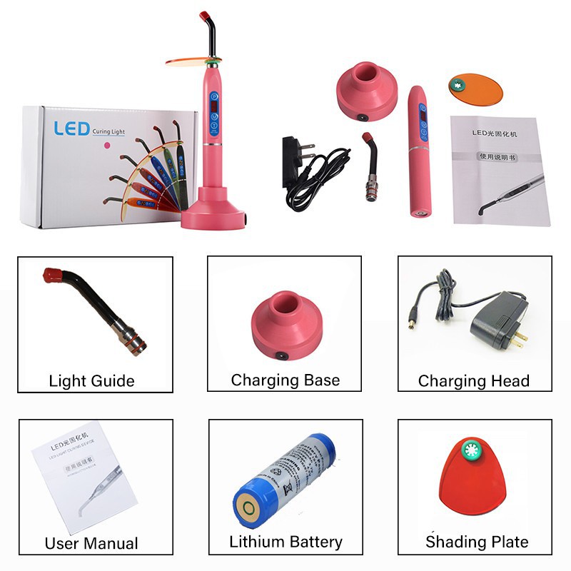 Agdoad Teeth Curing LIght Machine Wireless LED Blue Light Curing Lamp Adjustable Solidify Dental Tools