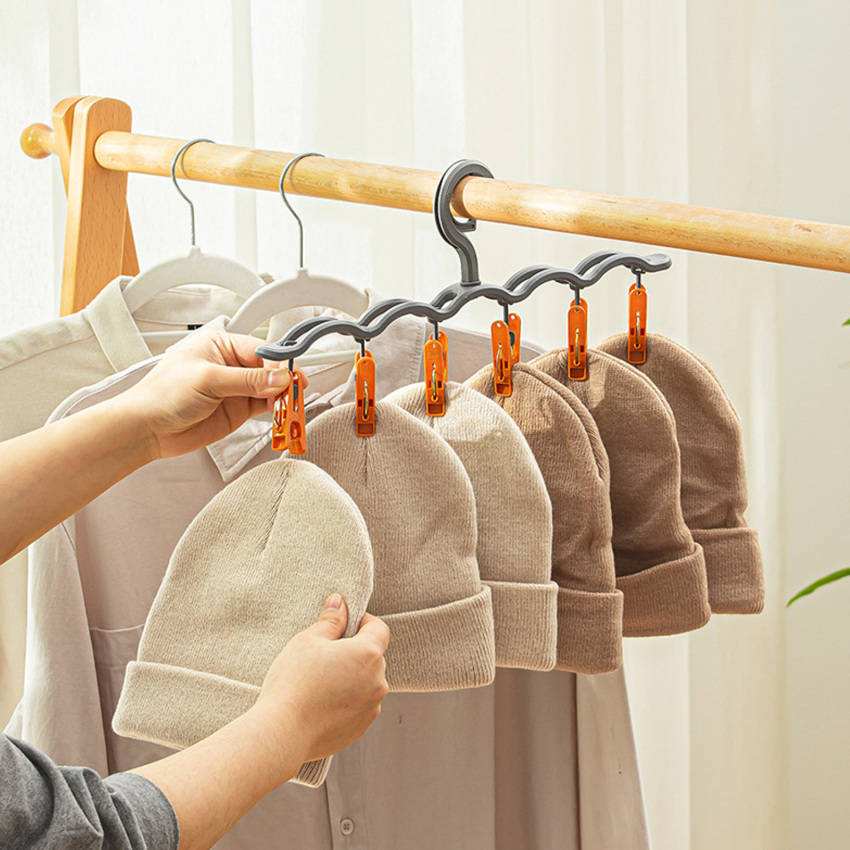Multifunction Hat Storage Rack Socks Baby Clothes Organizer Caps Holder Scarf Storage Rack Windproof Hat Hook Wardrobe Organizer