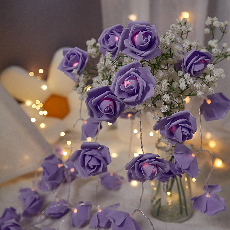 Miniature Lighted Roses 1M LED Rose Small Colored Lights Indoor Ambience Light Birthday Scene ...