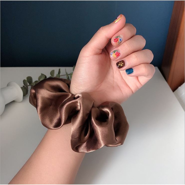 [HCM]Cột tóc Scrunchies nhiều mầu phi bóng, lụa bóng có lựa màu phong cách Hàn Quốc - Selenshop