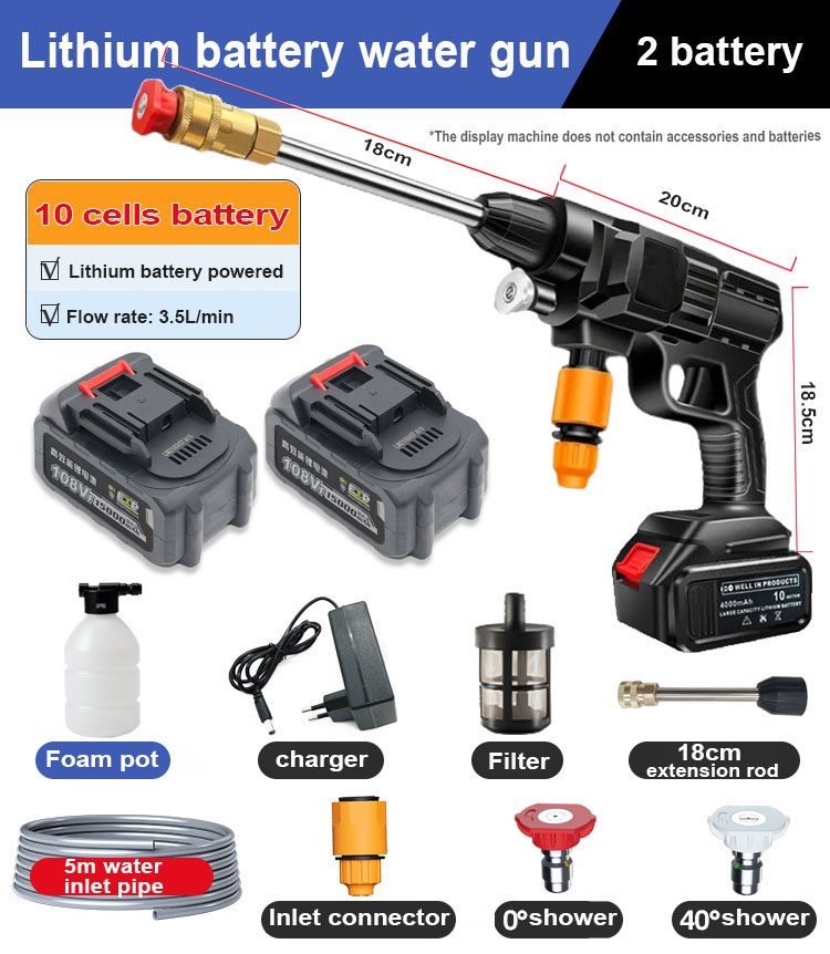 cordless water jet pump cleaner battery water pump high pressure sprayer car wash water gun Lazada